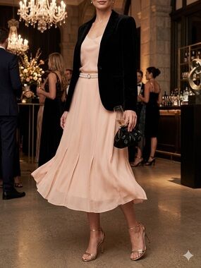 Rickie Freeman for Teri Jon Blush Pink Midi Skirt